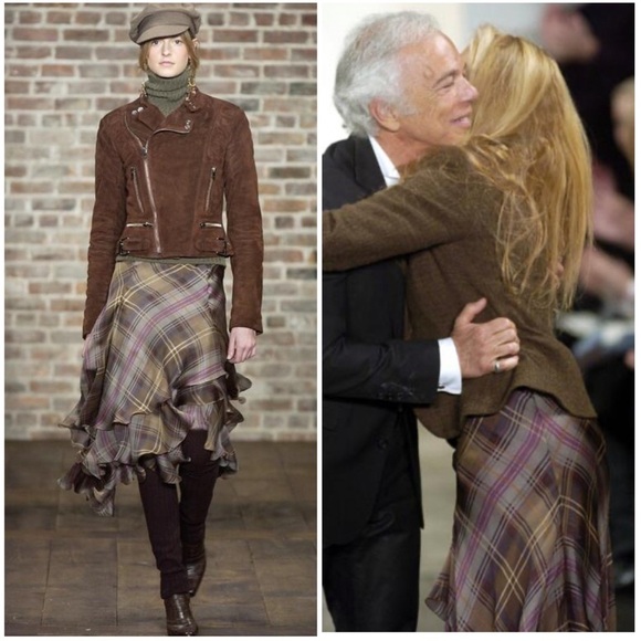 Ralph Lauren Collection Silk Midi Skirt Asymmetrical Plaid Flowy Runway Madras 6 - Picture 1 of 10